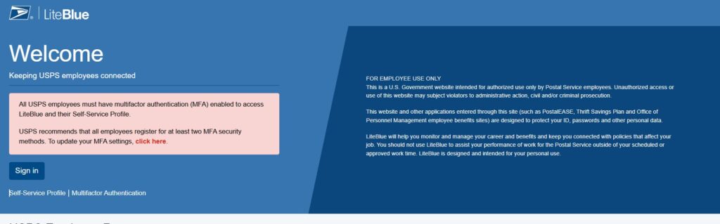 Liteblue login page